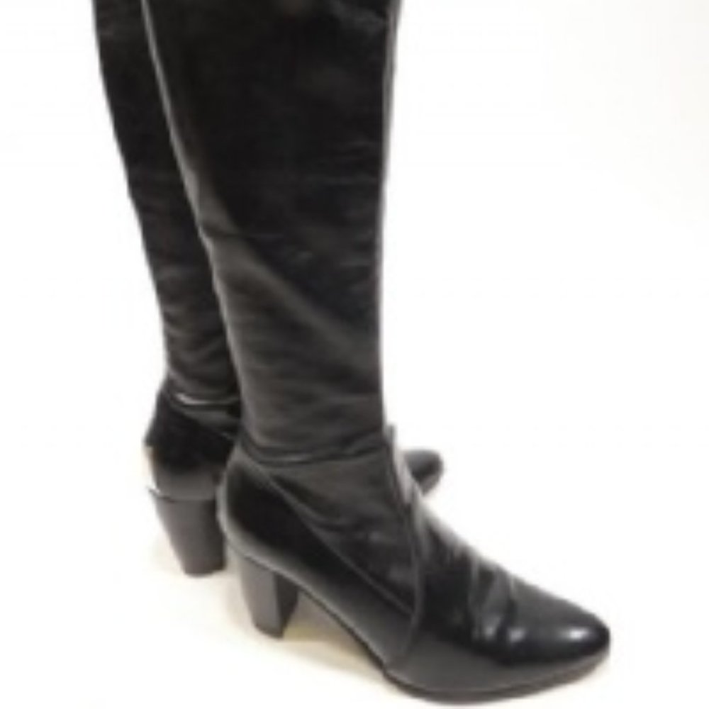 Sz 6M Donald J Pliner Black Leather Heeled Boots